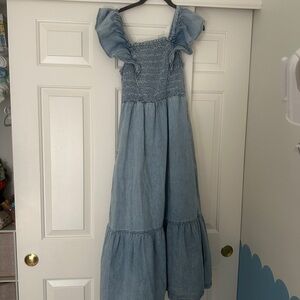 Denim Ruffled Maxi Dress